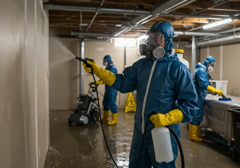 Basement Sanitization and Antimicrobial Treatment process in Bedford, IN