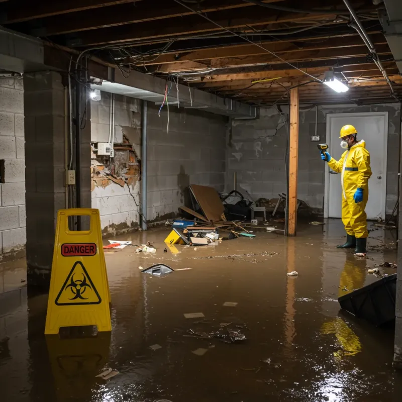 Flooded Basement Electrical Hazard in Bedford, IN Property