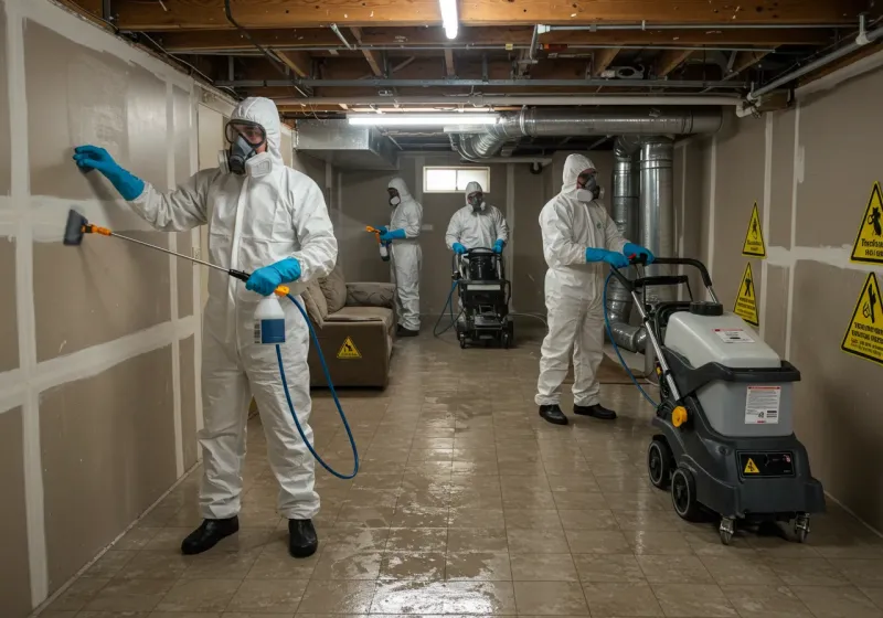 Basement Moisture Removal and Structural Drying process in Bedford, IN